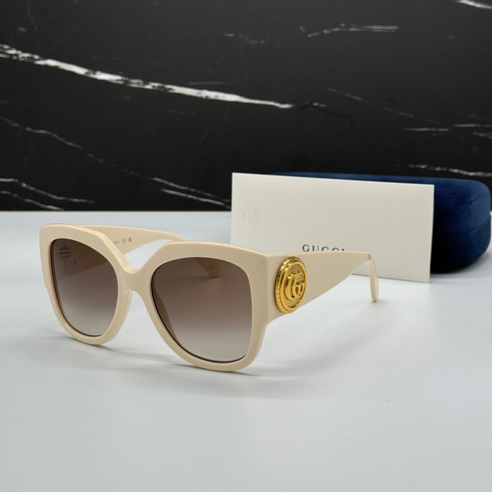 NEW GG1407S 004 GUCCI SQUARE IVORY BROWN WOMEN SUNGLASSES GUCCI - Picture 2 of 14